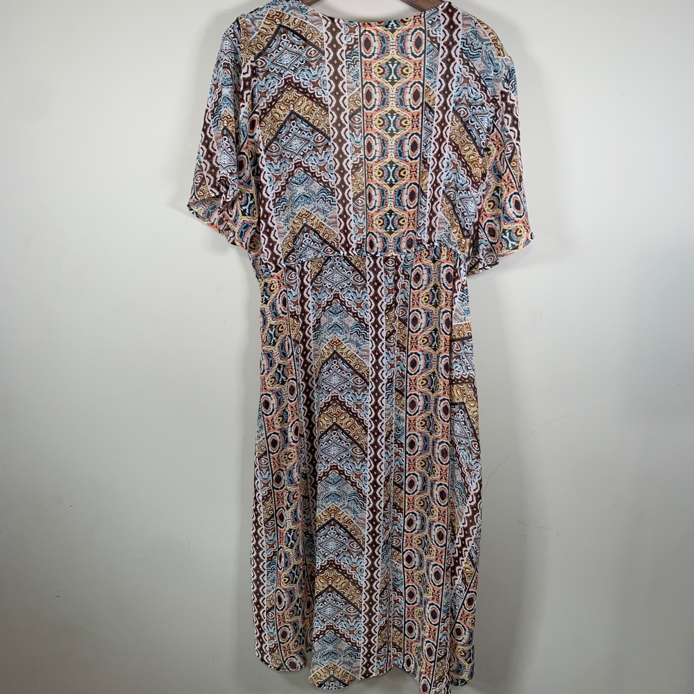 Liberty Love Long Sheer Cardigan Swimsuit Coverup Size 3X Earth Tone Boho - Picture 2 of 8